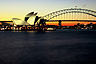 Postcard view of the Sydney Opera House and the Harbour Bridge, Australia