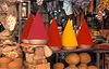 Cones of colorful powders for religious rituals catch the eye of potential buyers in Bangalore, India