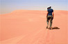 Walking up sand dunes